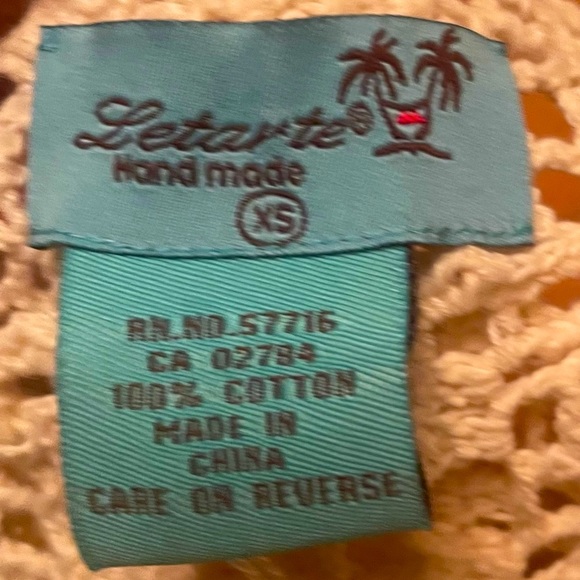 Beautiful Cream colored open weave Crocheted or embroidered Beach cover up - Picture 14 of 17